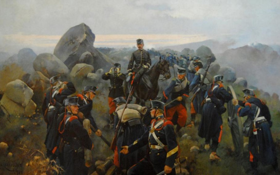 La presa del Collado d'Alpuente. Cusachs (3ª Guerra Carlista). Museu Militar de Valéncia.